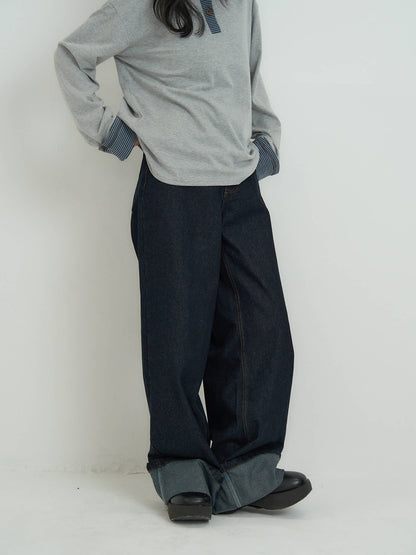 wide leg denim pants