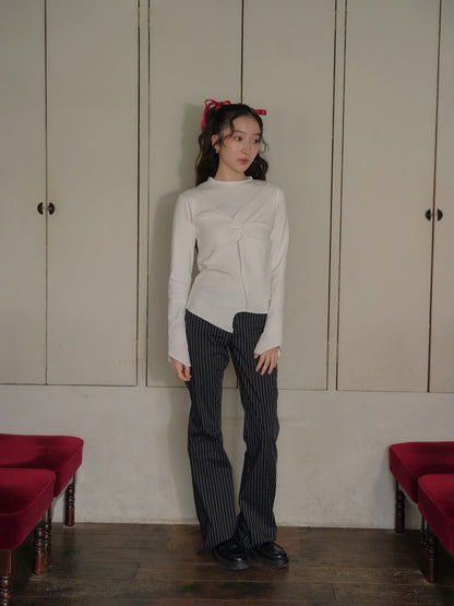 low rise pinstripe flare pants