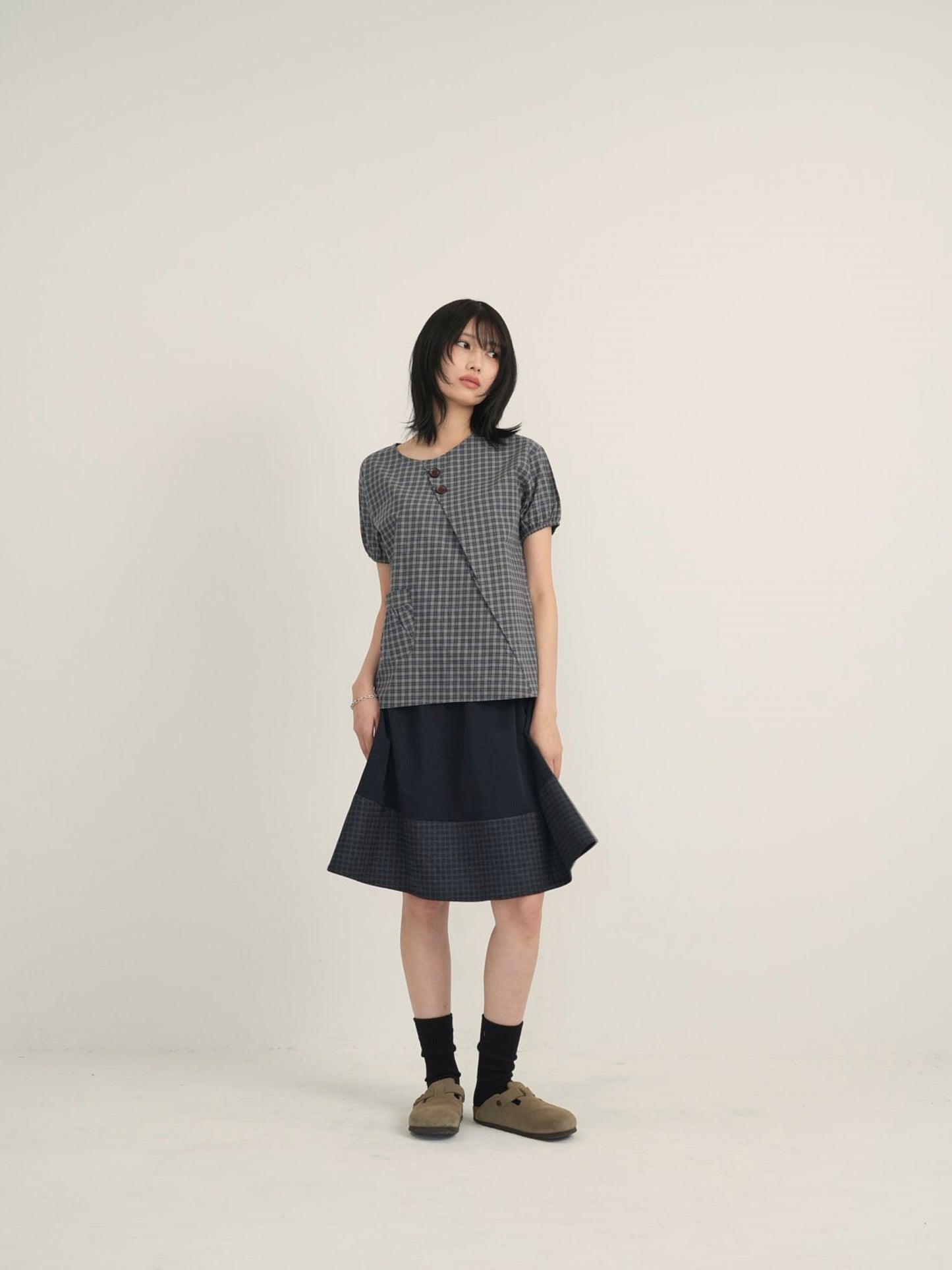 asymmetry check blouse