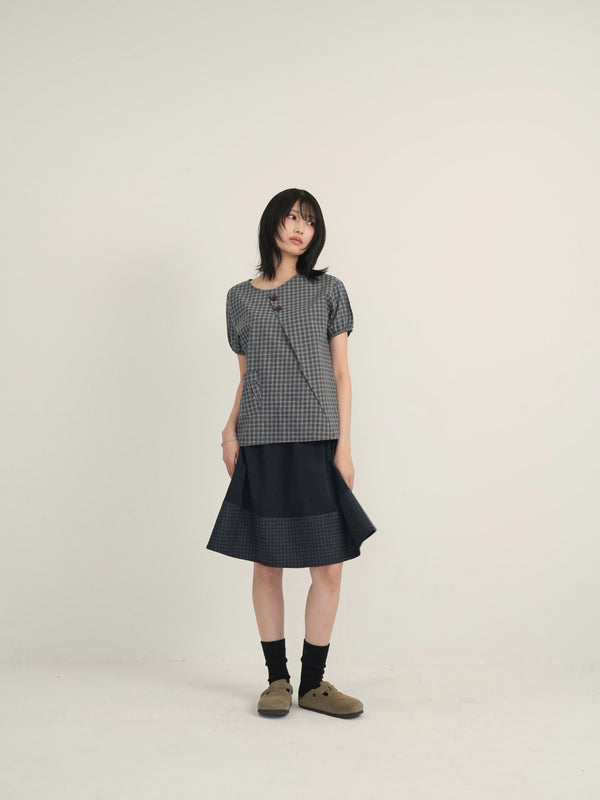 asymmetry check blouse