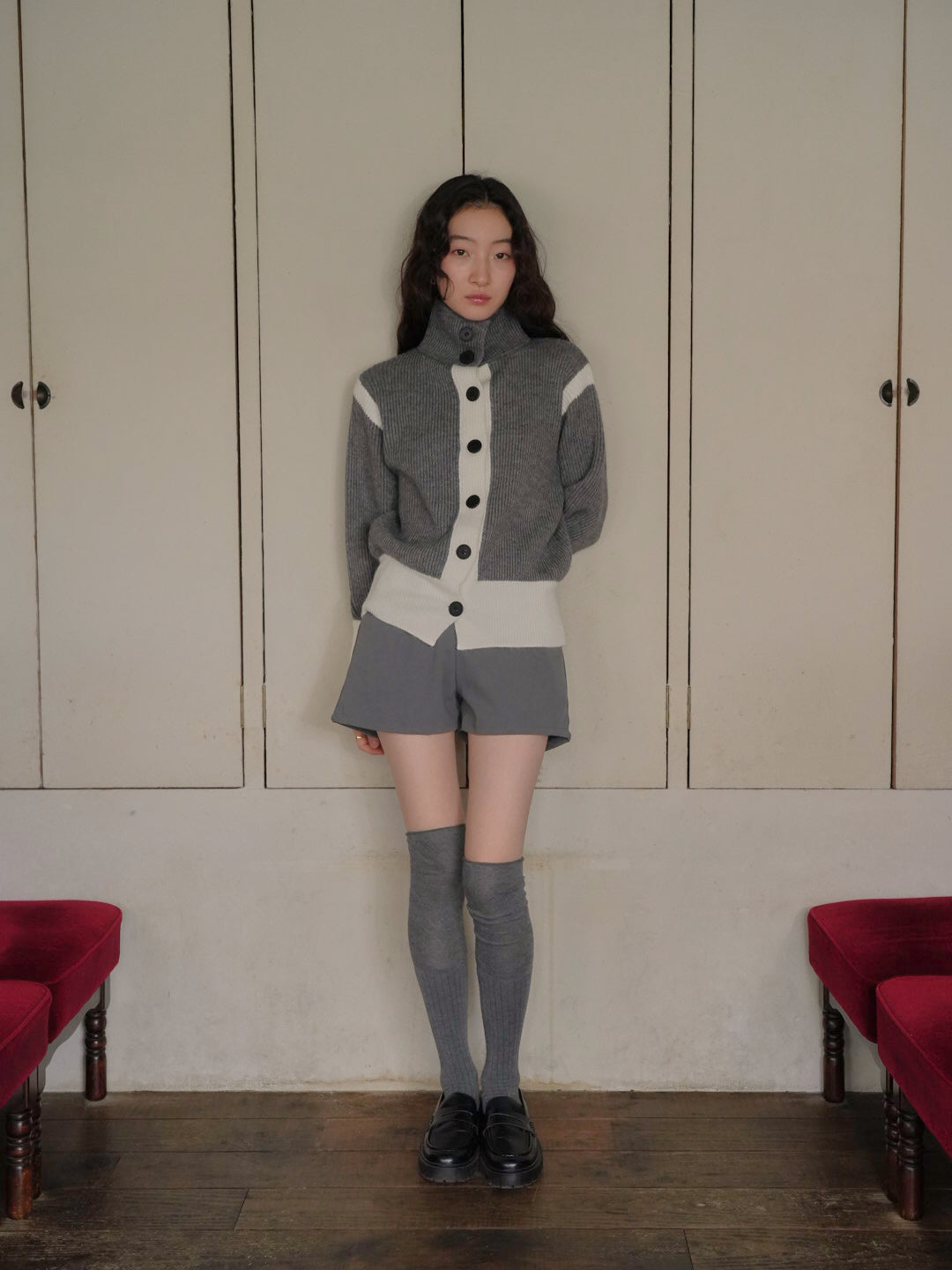 color block knit cardigan