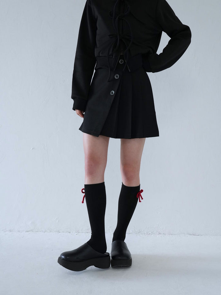 slanting button trapezoid skirt