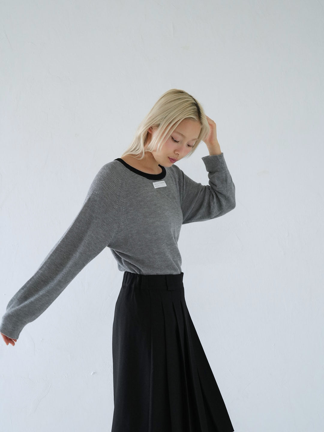 【 10月上旬発送予定 】contrast trim rib knit top