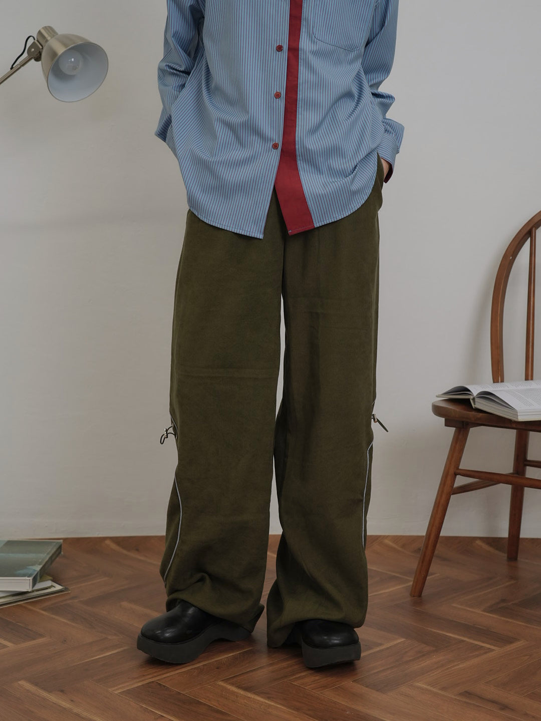 stitch line wide pants