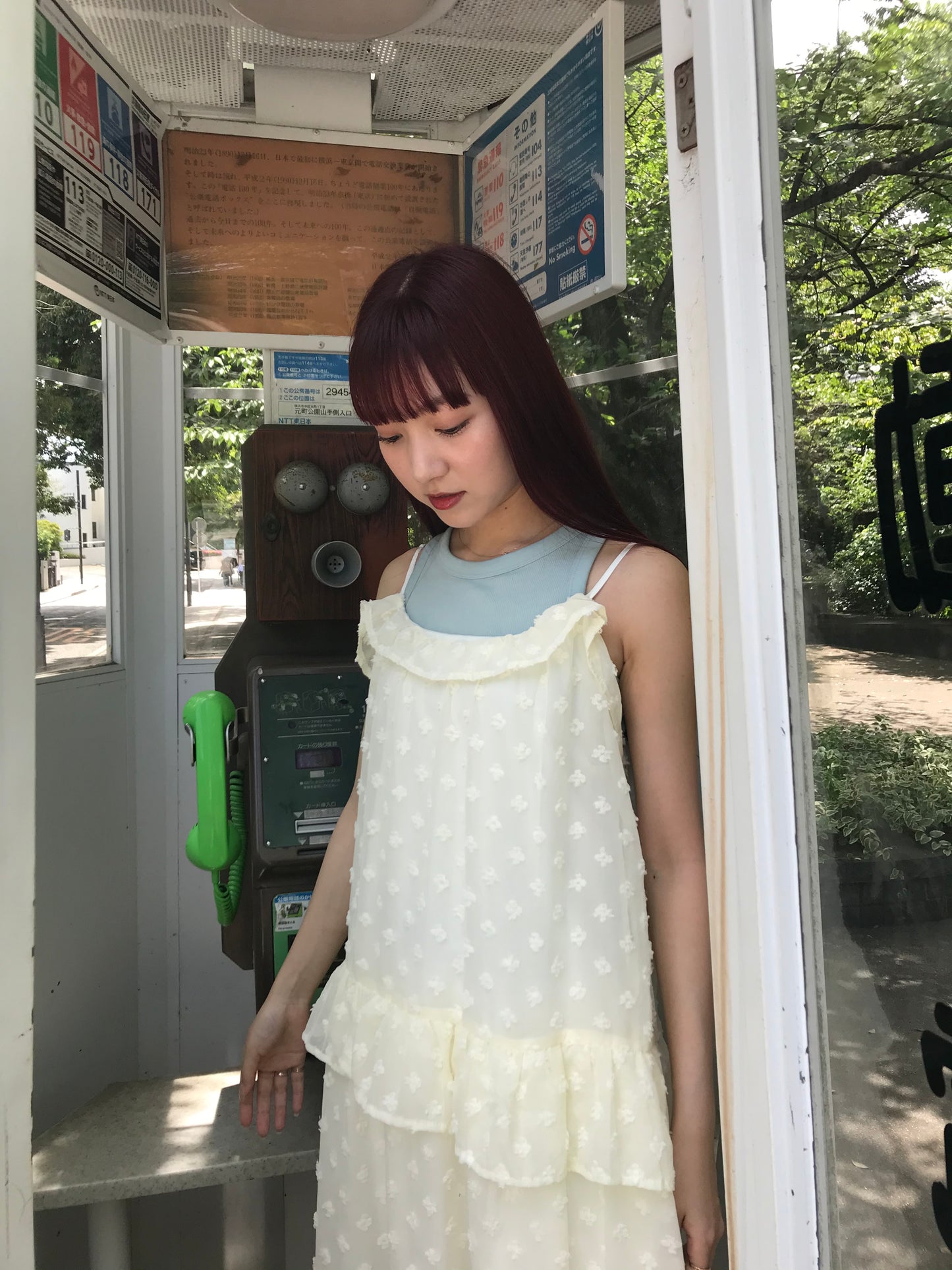 dot chiffon tiered dress