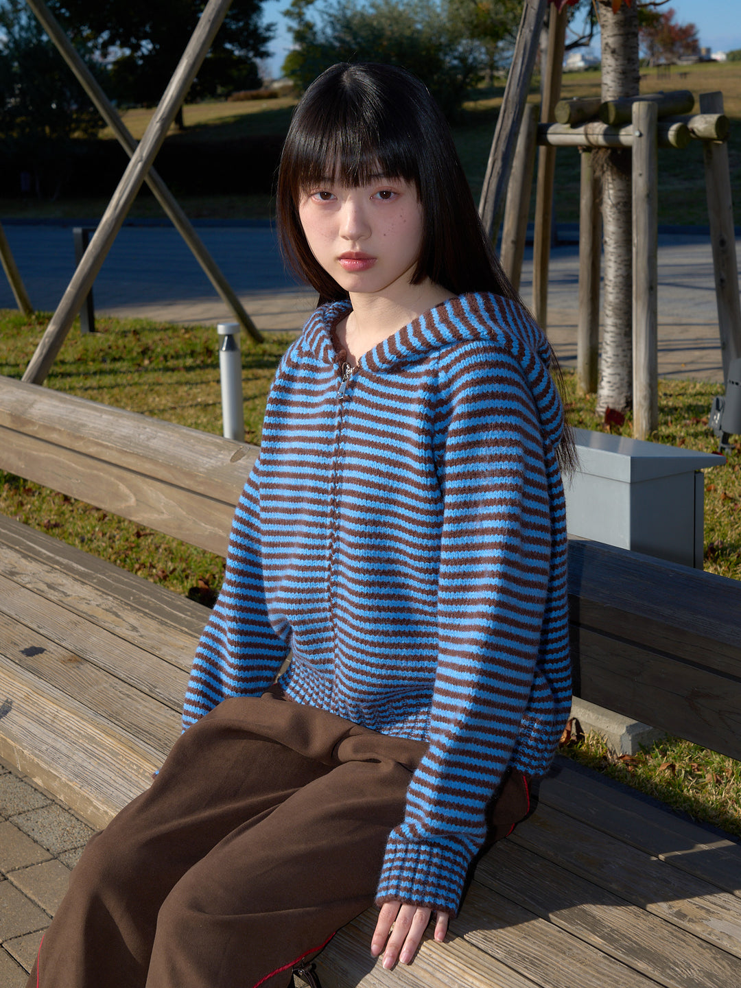 border knit zip hoodie 【 12/11  新色追加 】