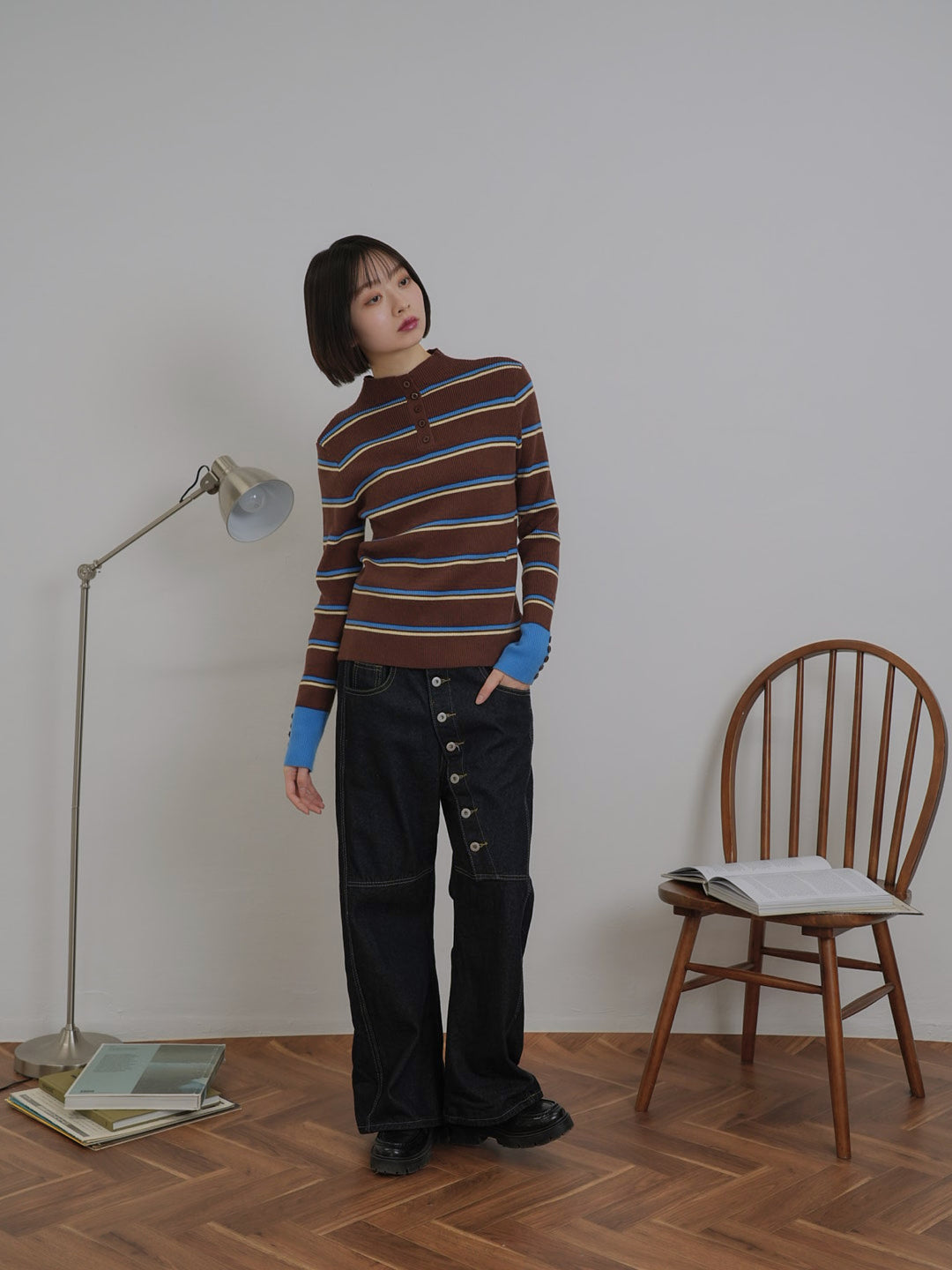 border rib knit  top