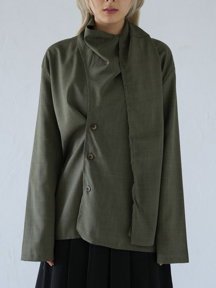 【 10月上旬発送予定 】drape neck asymmetric blouse