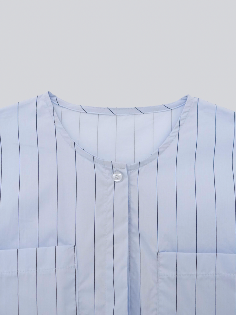 stripe frill big blouse