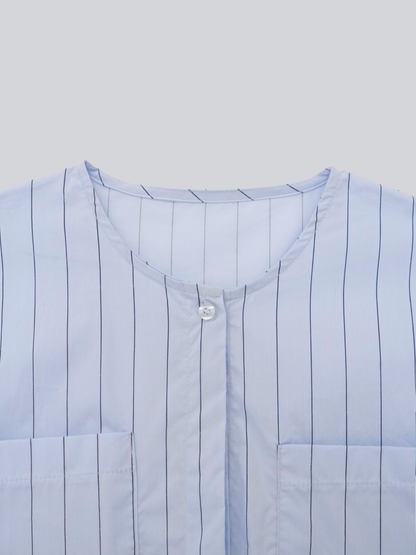 stripe frill big blouse