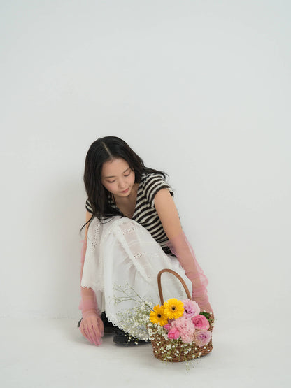 lace tiered long skirt