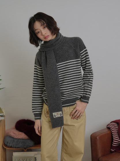 border knit top scarf set