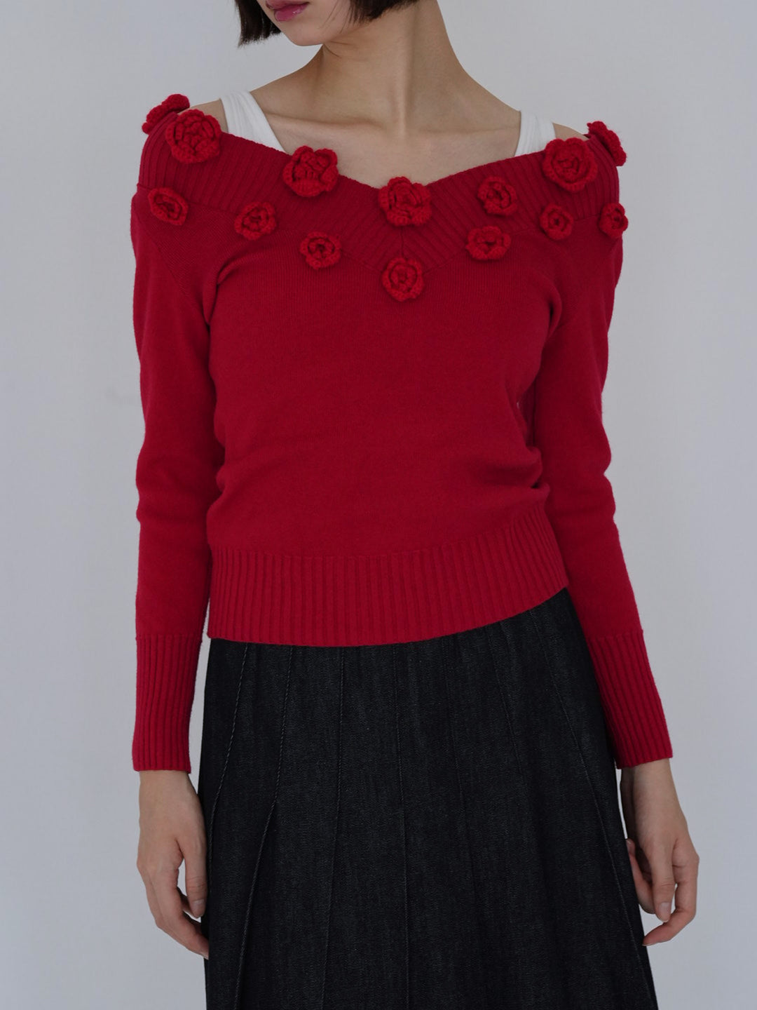 【 8月26日発送予定 】flower knit top