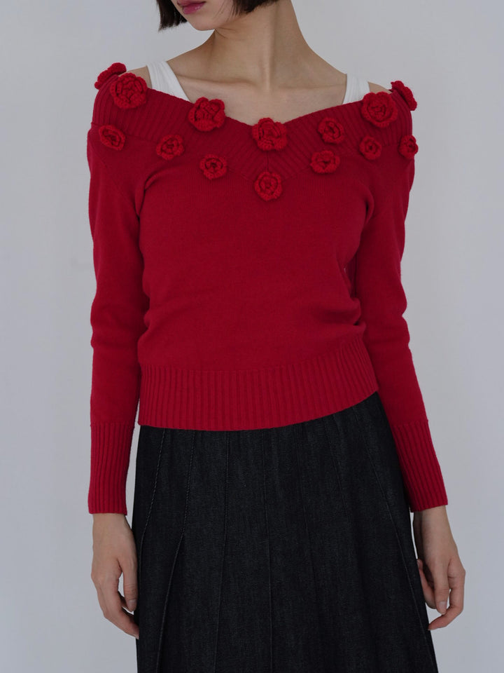 【 8月26日発送予定 】flower knit top