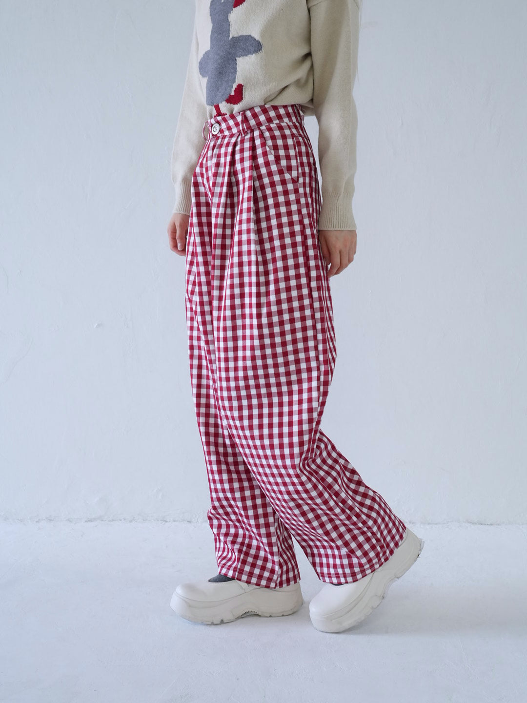 【 10月上旬発送予定 】gingham check wide pants