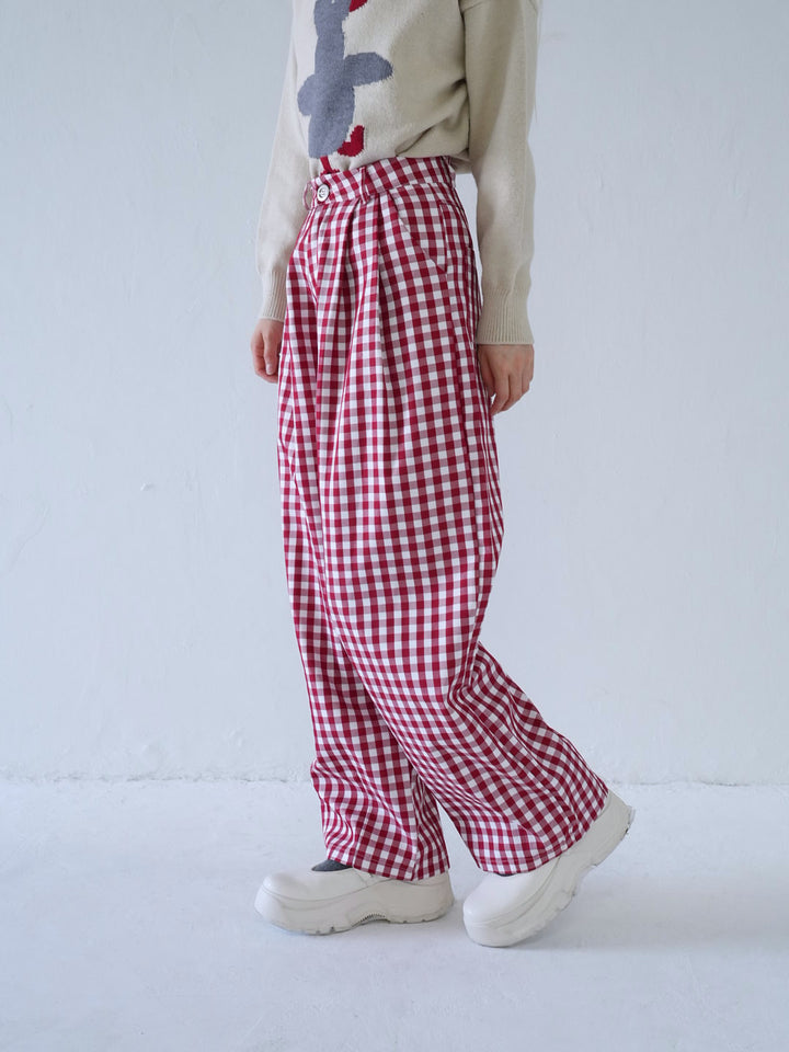 【 10月上旬発送予定 】gingham check wide pants