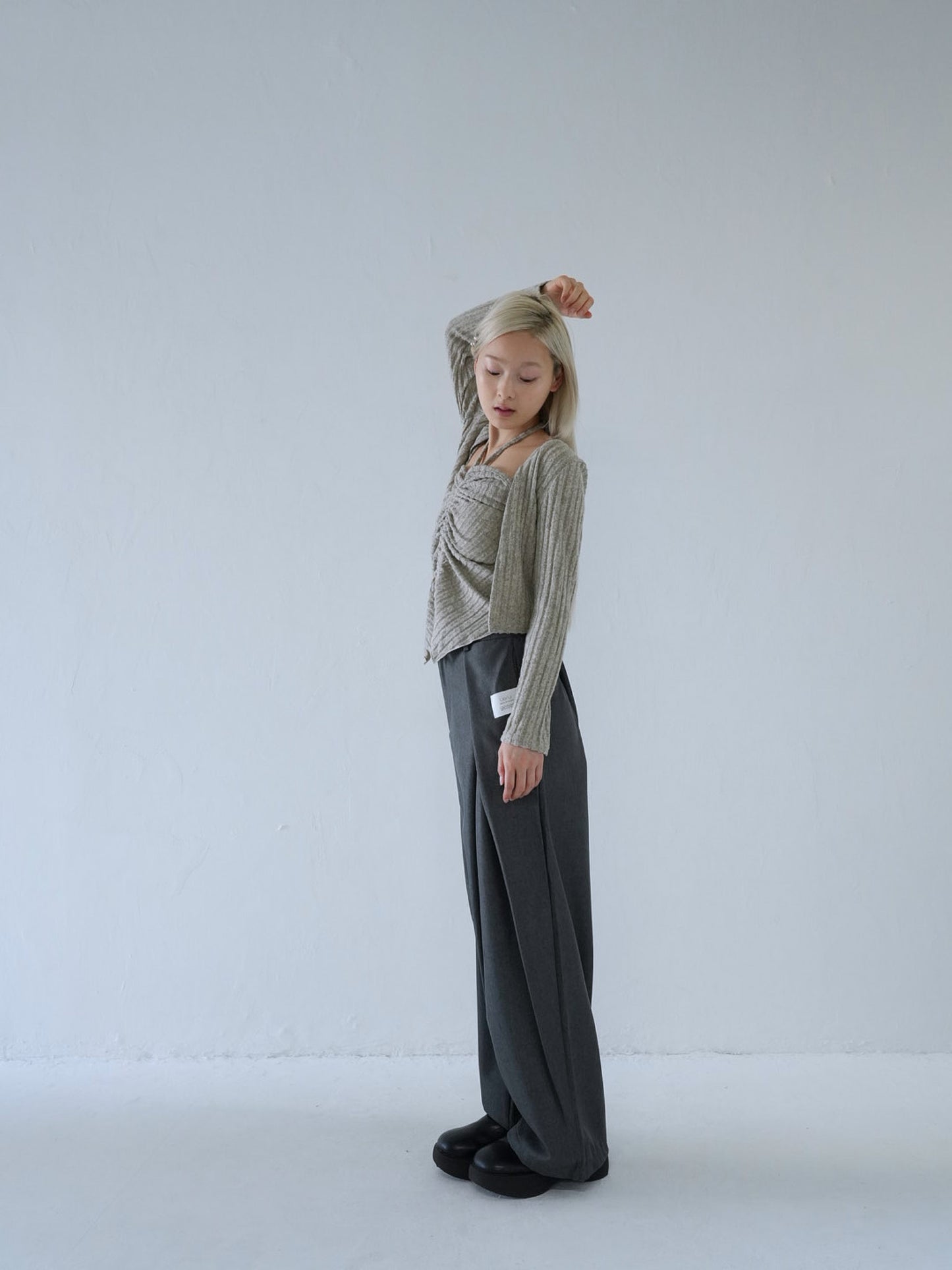 pleated wide leg trousers