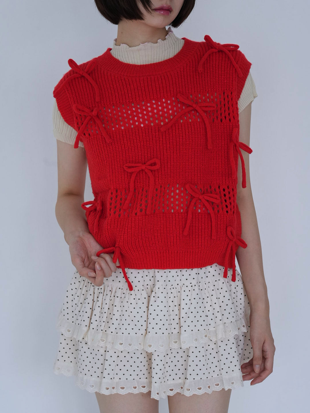 ribbon knit vest