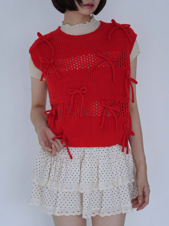 ribbon knit vest