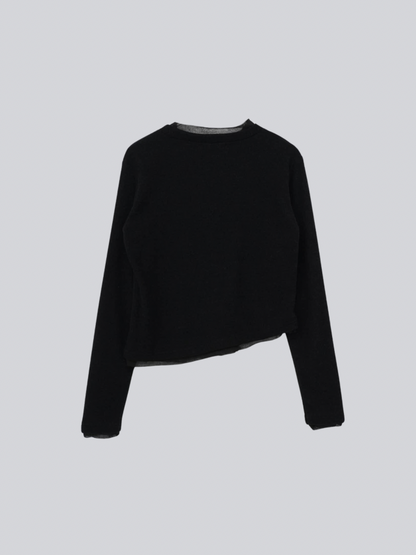 asymmetric button rib cardigan