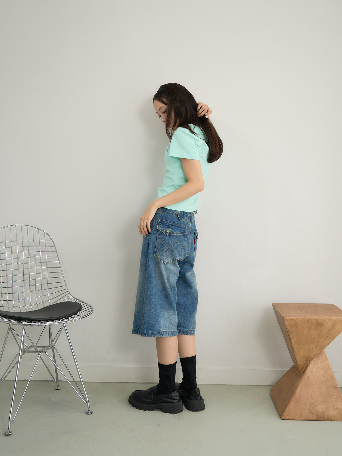 denim bermuda pants