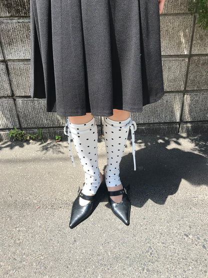 polka dot lace-up leg warmers