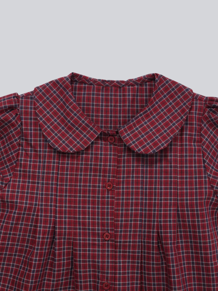 doll collar plaid blouse