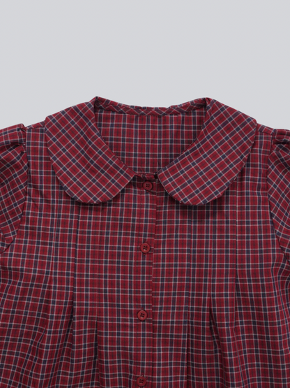 doll collar plaid blouse