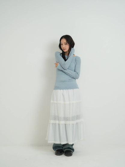 lace tiered long skirt