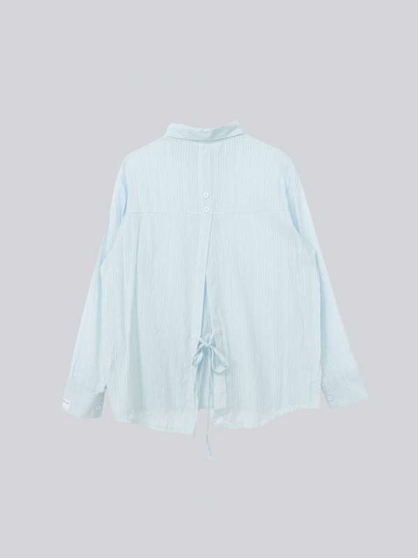 リボン シワ感シャツ カジュアルガーリー レディース Uenui