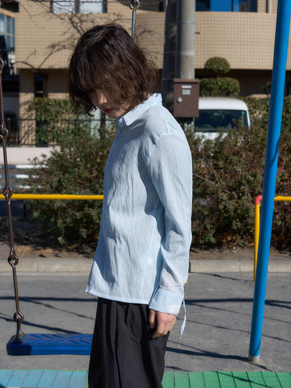 リボン シワ感シャツ カジュアルガーリー レディース Uenui