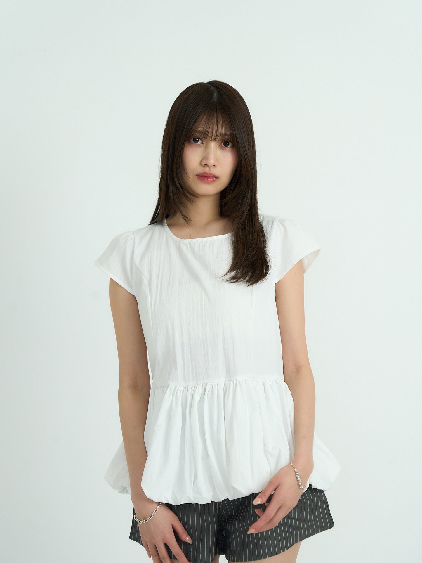 peplum puff sleeve blouse