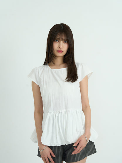 peplum puff sleeve blouse