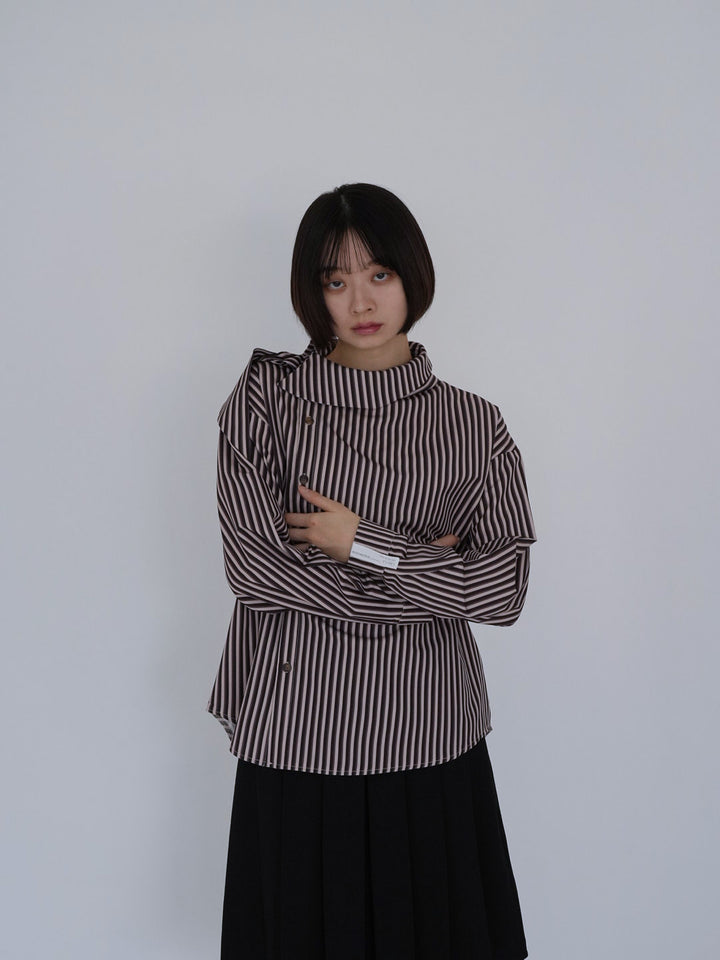 【8月26日発送予定】asymmetric stripe shirt