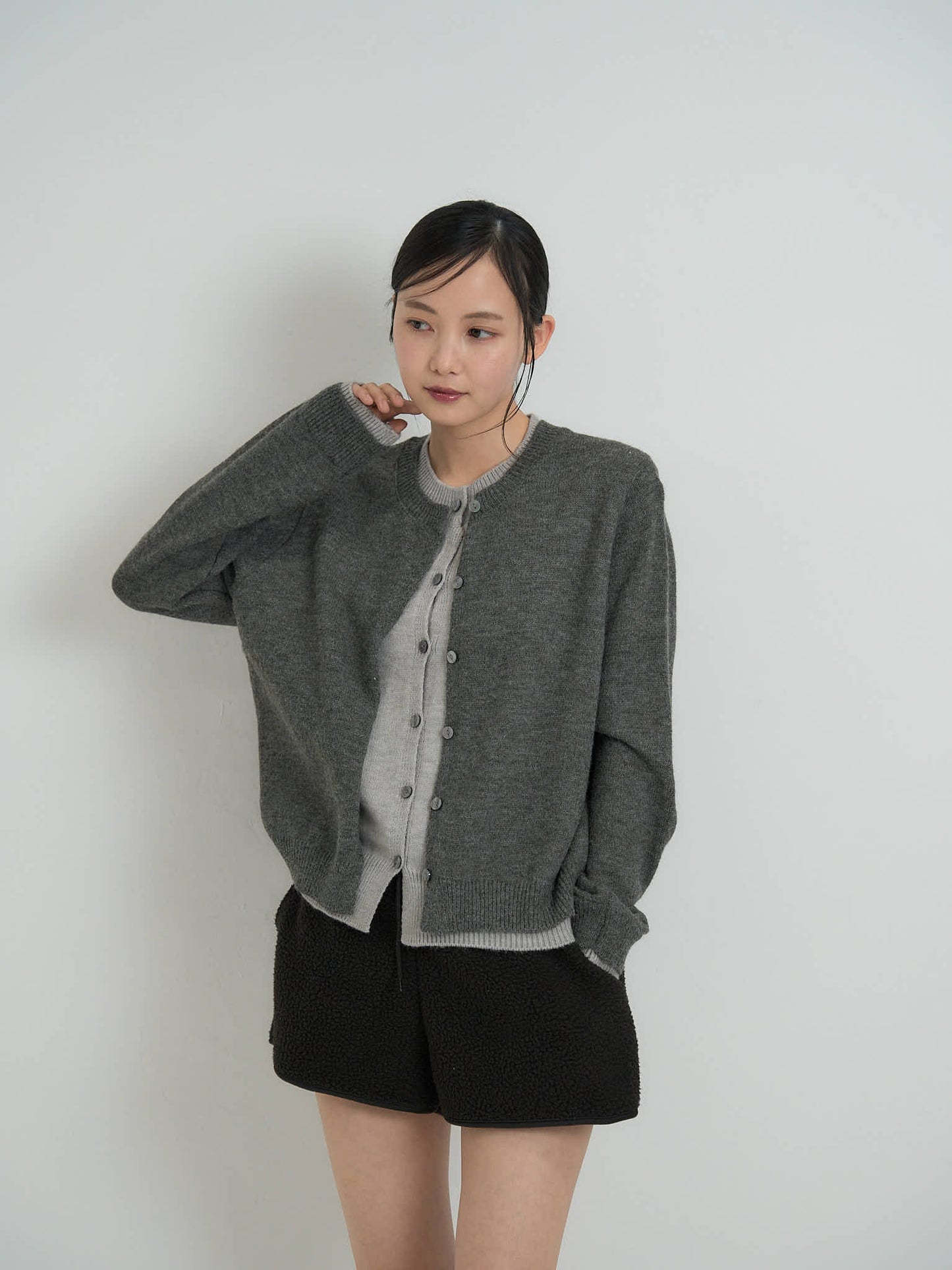 layered knit cardigan