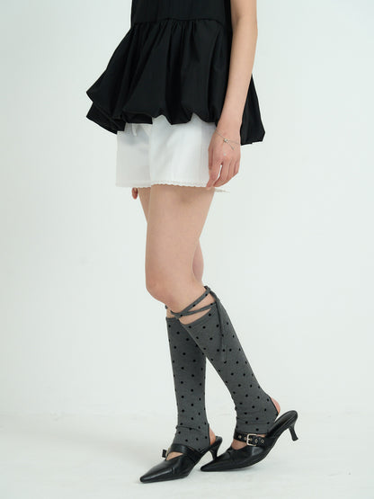 polka dot lace-up leg warmers