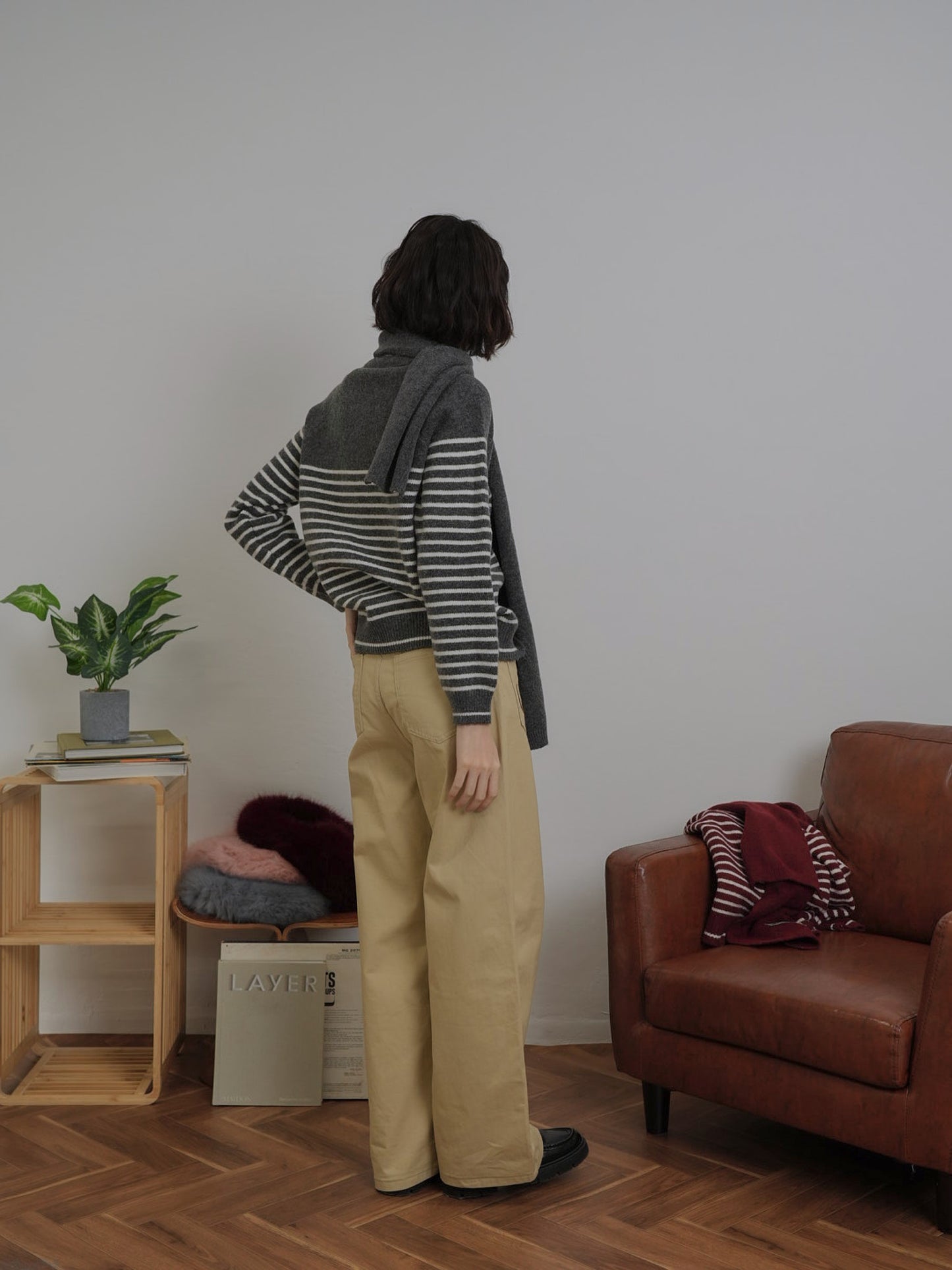 border knit top scarf set