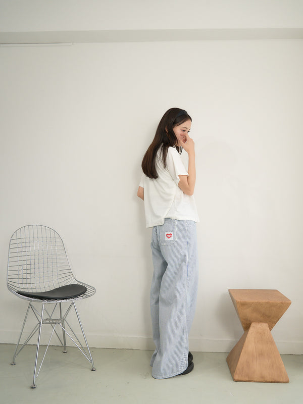 stripe wide loose pants