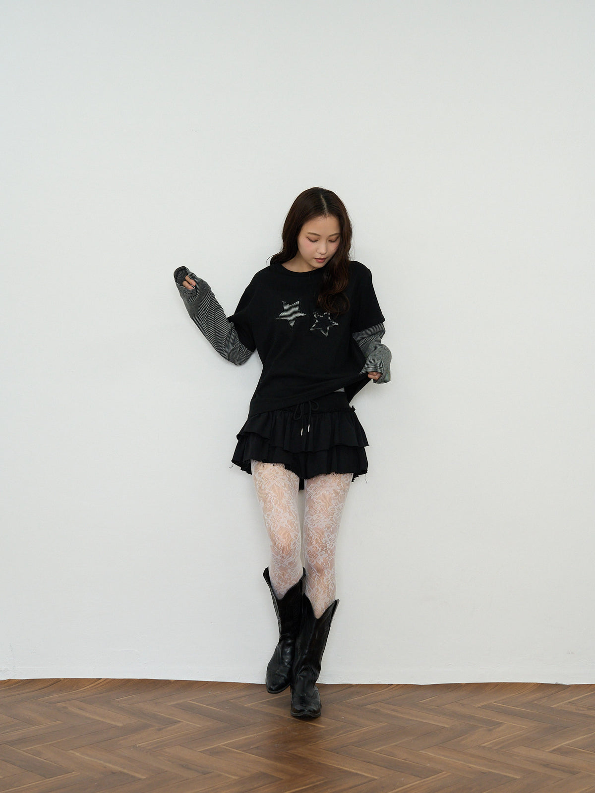 star border layered long sleeve tee