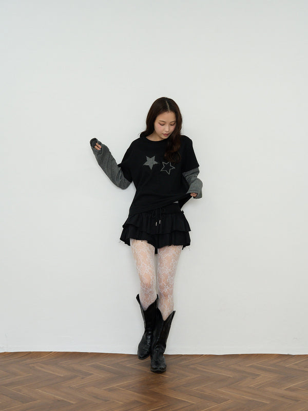 star border layered long sleeve tee