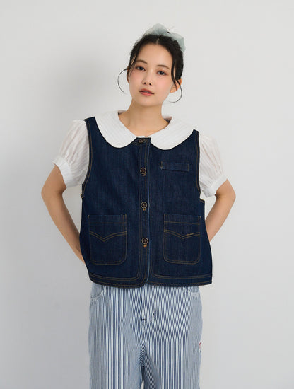 denim stitch vest