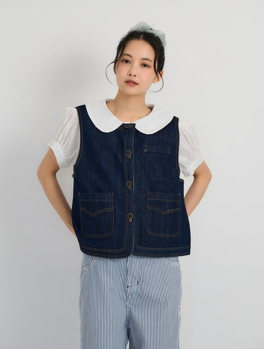 denim stitch vest