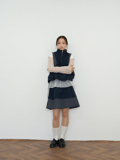 check vest & skirt set