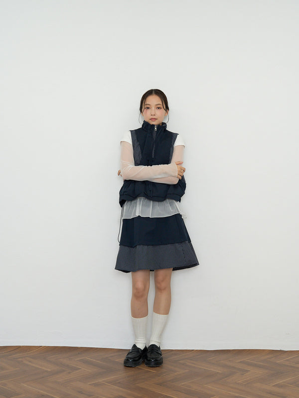 check vest & skirt set