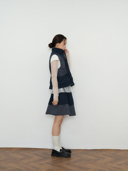check vest & skirt set