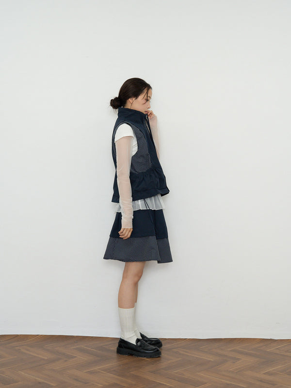 check vest & skirt set