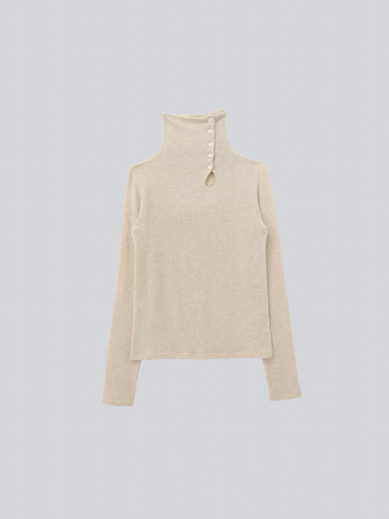 button high neck knit