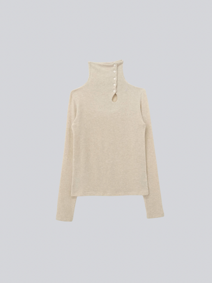 button high neck knit