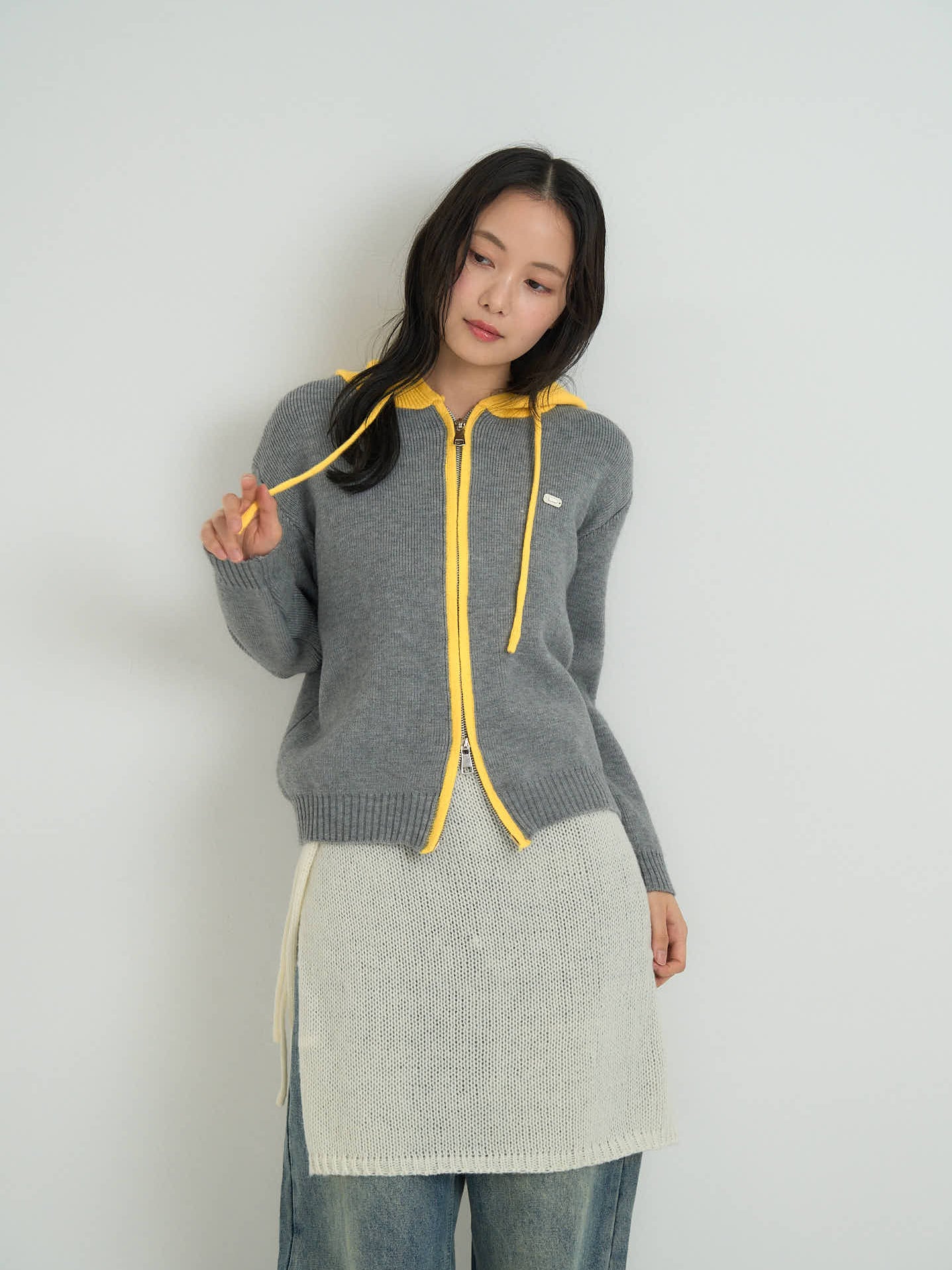 bicolor zip knit