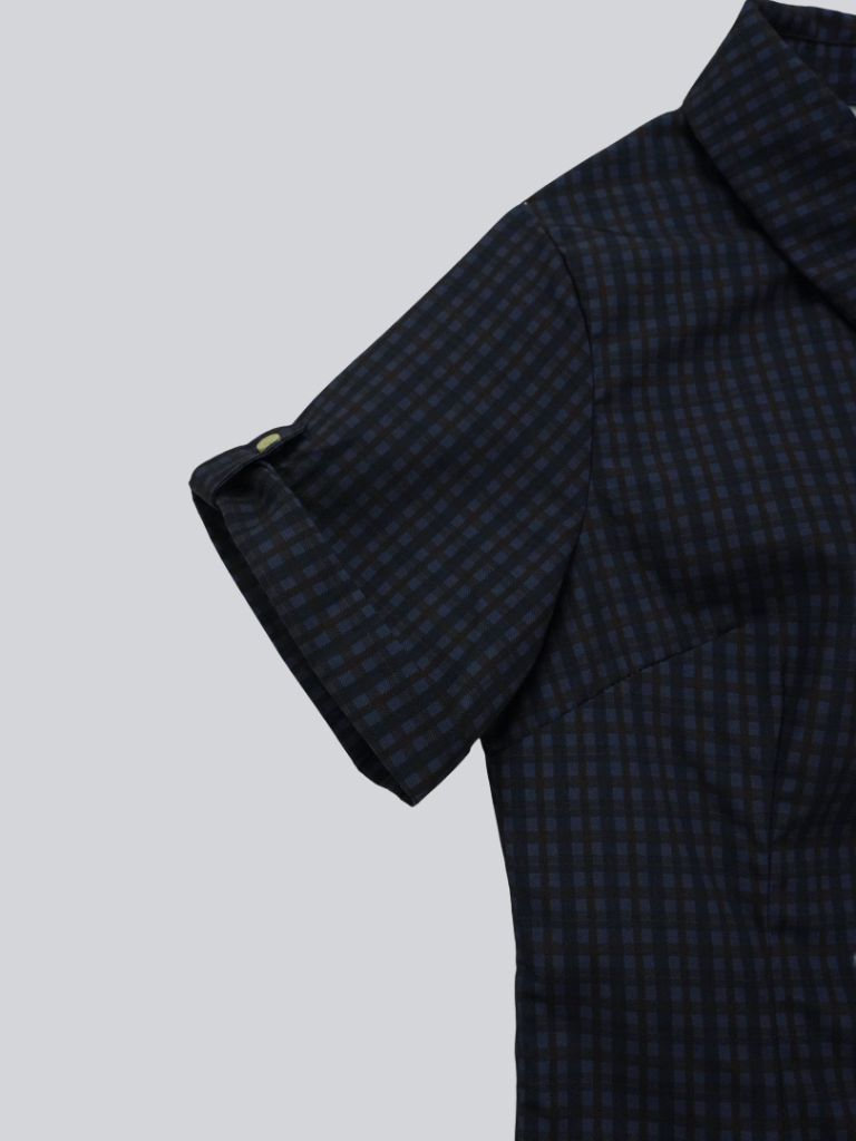 retro check button shirt